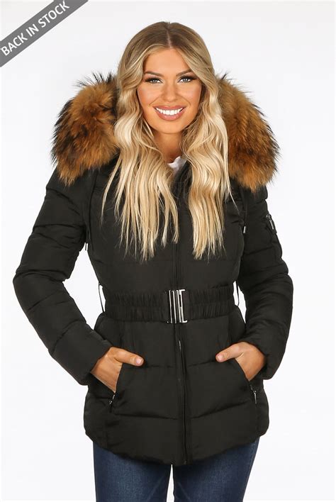 prada black coat with fur hood